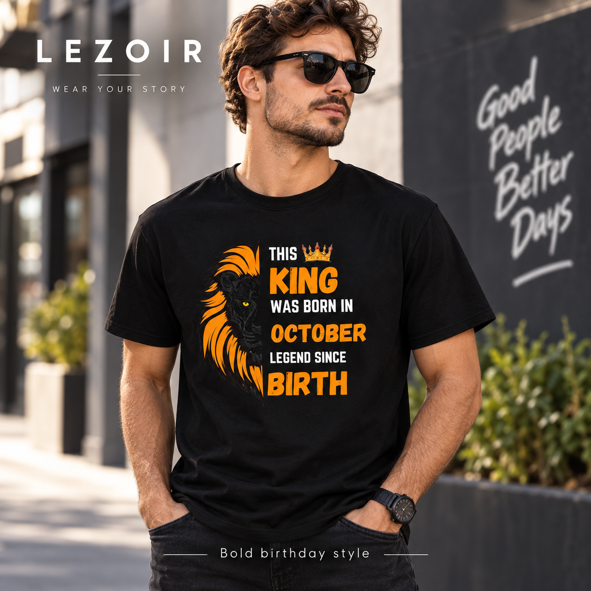 King Birth Month T-Shirt – Black Printed Tee