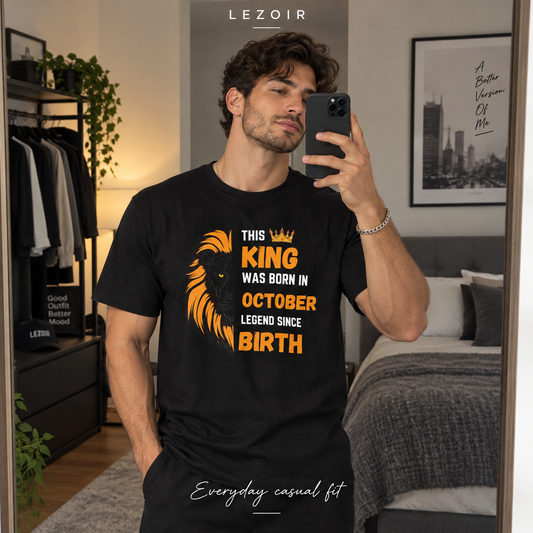 King Birth Month T-Shirt – Black Printed Tee