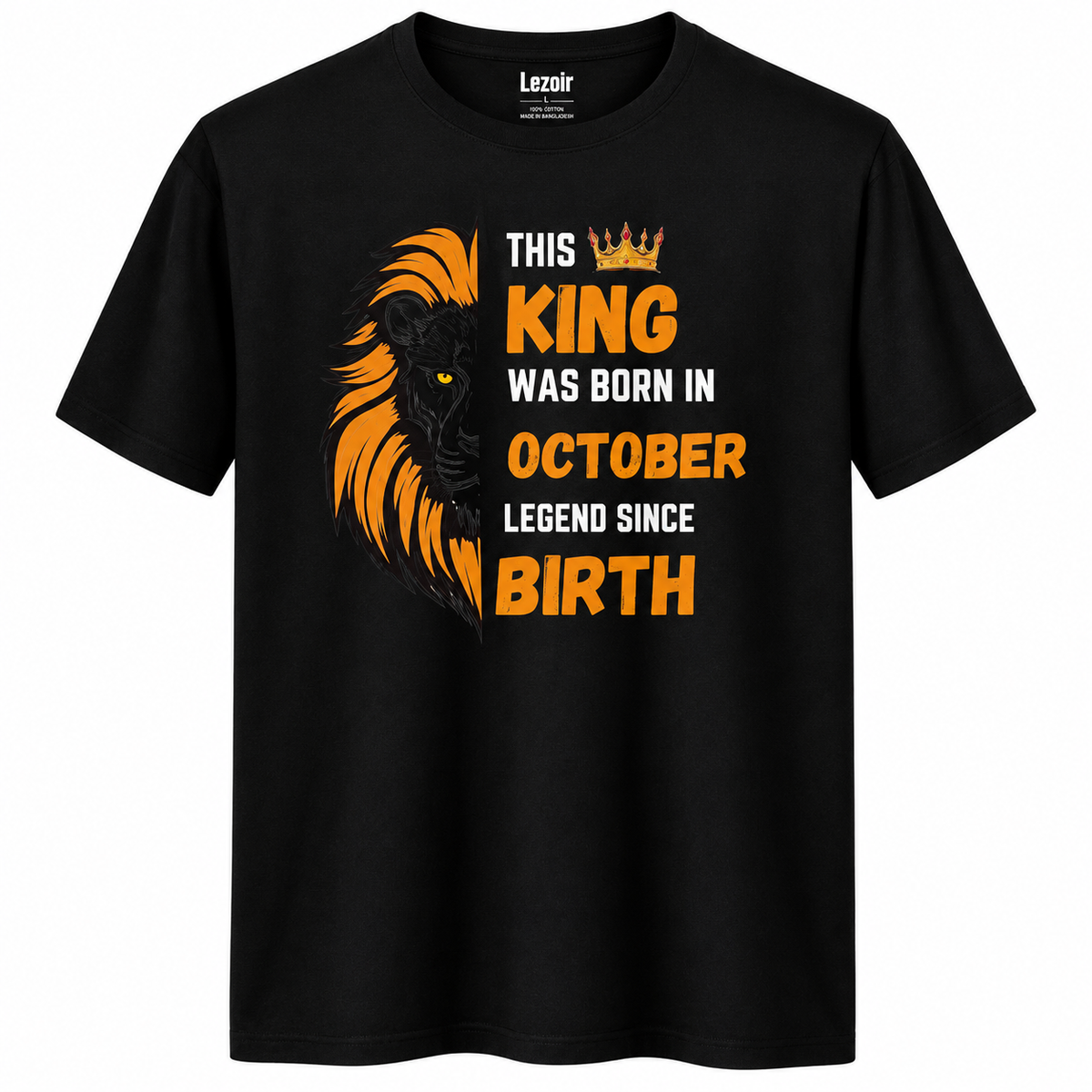 King Birth Month T-Shirt – Black Printed Tee