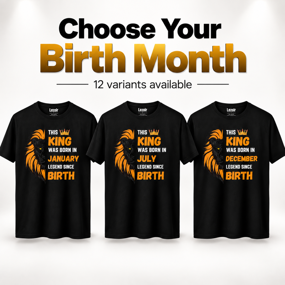King Birth Month T-Shirt – Black Printed Tee