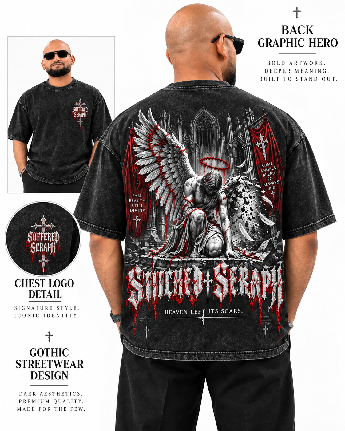 Suffered Seraph Oversized Acid Wash T-Shirt