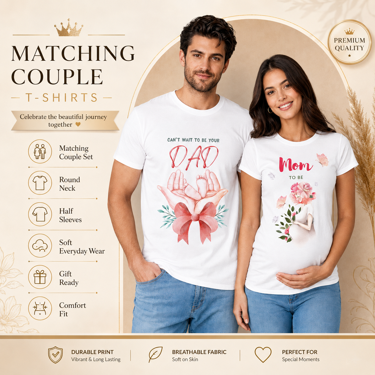 Dad To Be & Mom To Be Matching Couple T-Shirts
