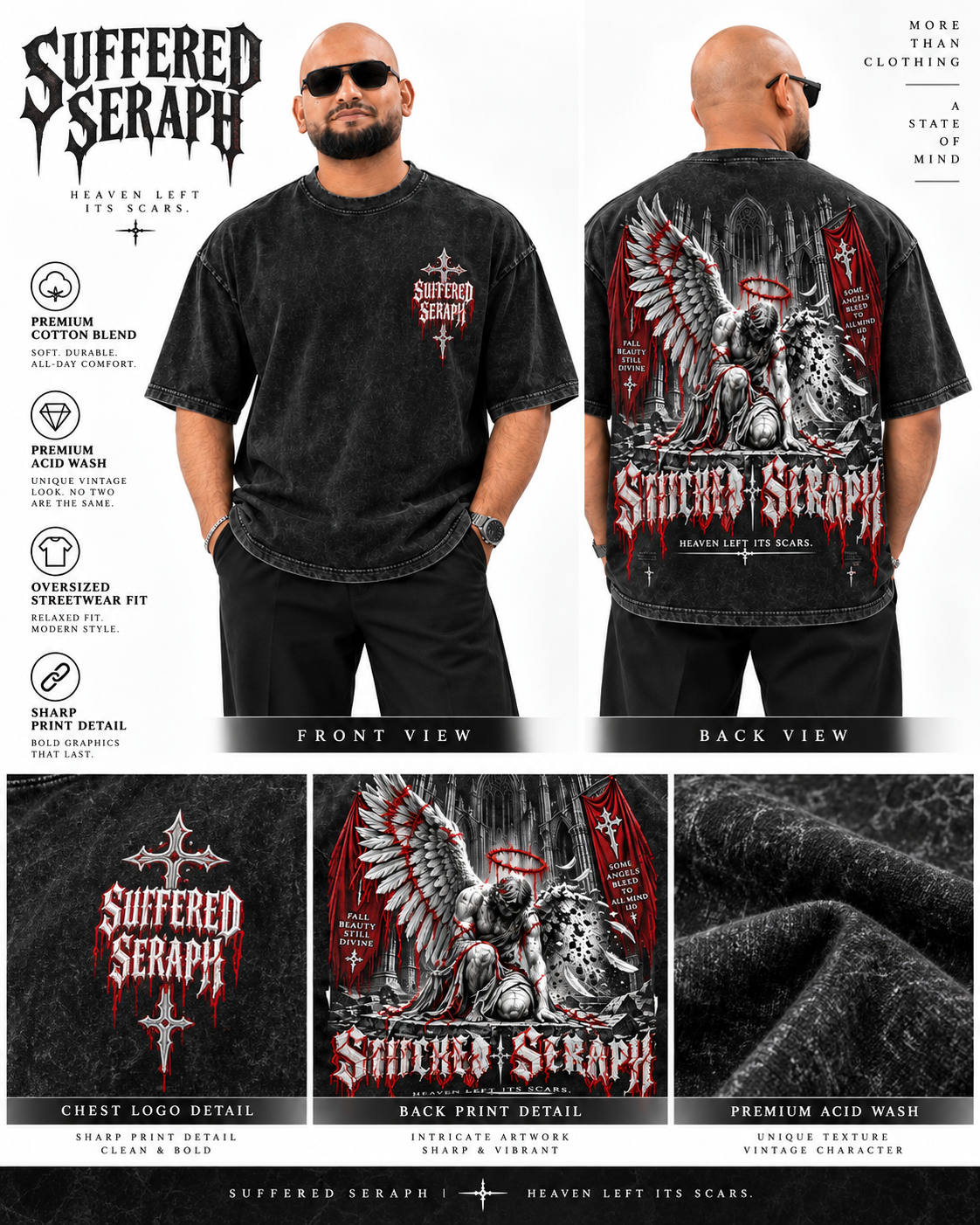 Suffered Seraph Oversized Acid Wash T-Shirt