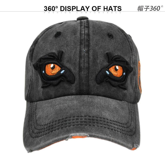Unisex Embroidered 3D Eagle Eyes Baseball Cap Washed Cotton Outdoor Sport Trucker Driving Hat Multicolour