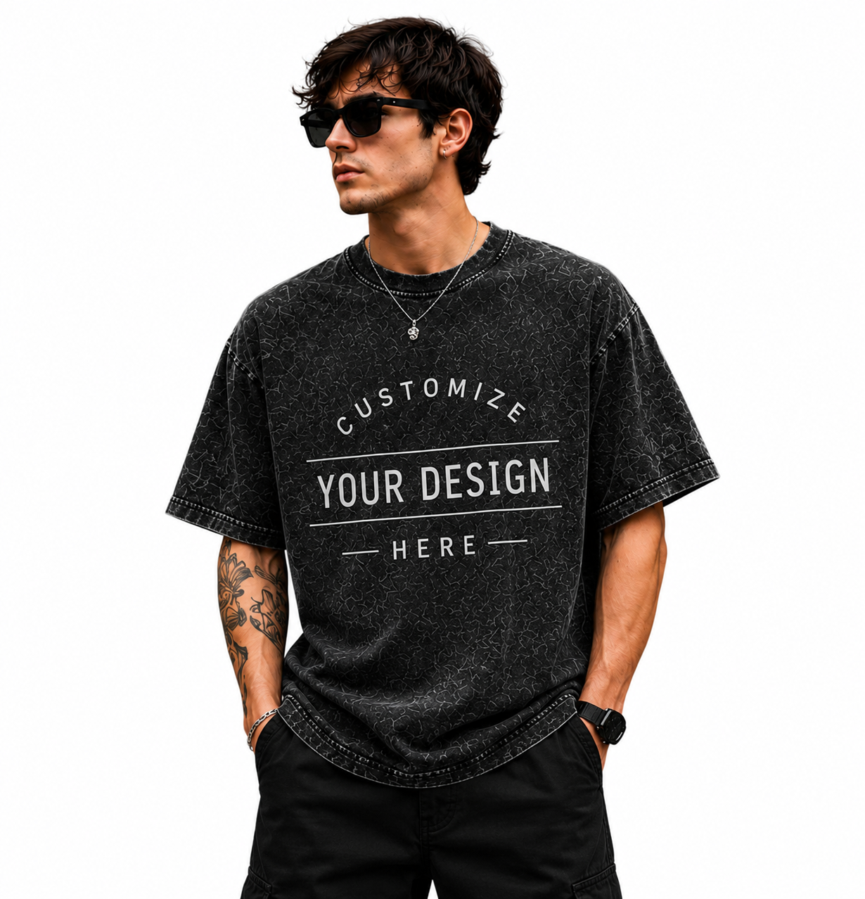 Custom Oversized Acid Wash T-Shirt | Upload Your Design | Lezoir