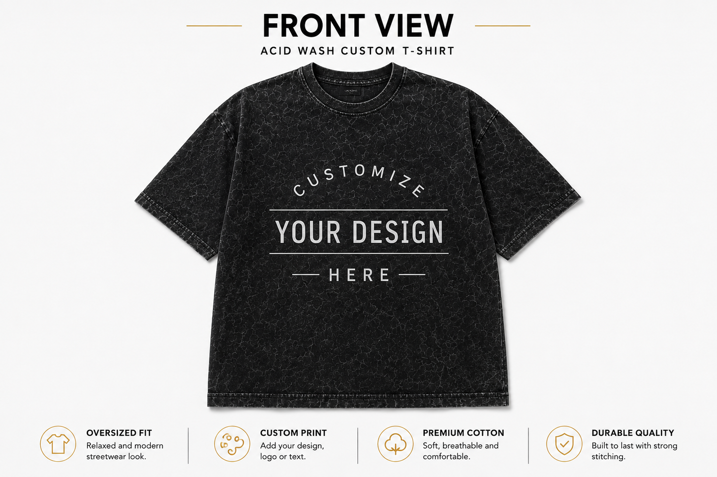 Custom Oversized Acid Wash T-Shirt | Upload Your Design | Lezoir
