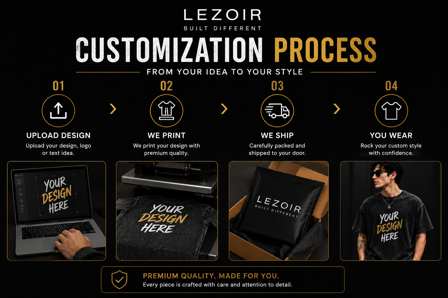 Custom Oversized Acid Wash T-Shirt | Upload Your Design | Lezoir
