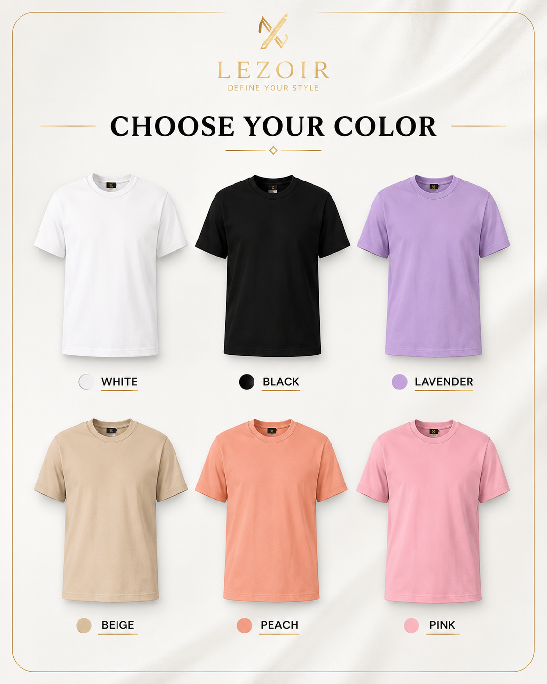 LEZOIR Custom Printed Men's T-Shirt | Personalized Text & Image | Premium Half-Sleeve | White, Black, Lavender, Beige, Peach, Pink