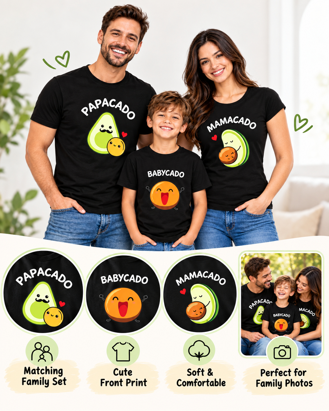 Papacado Mamacado Babycado Family Matching T-Shirts