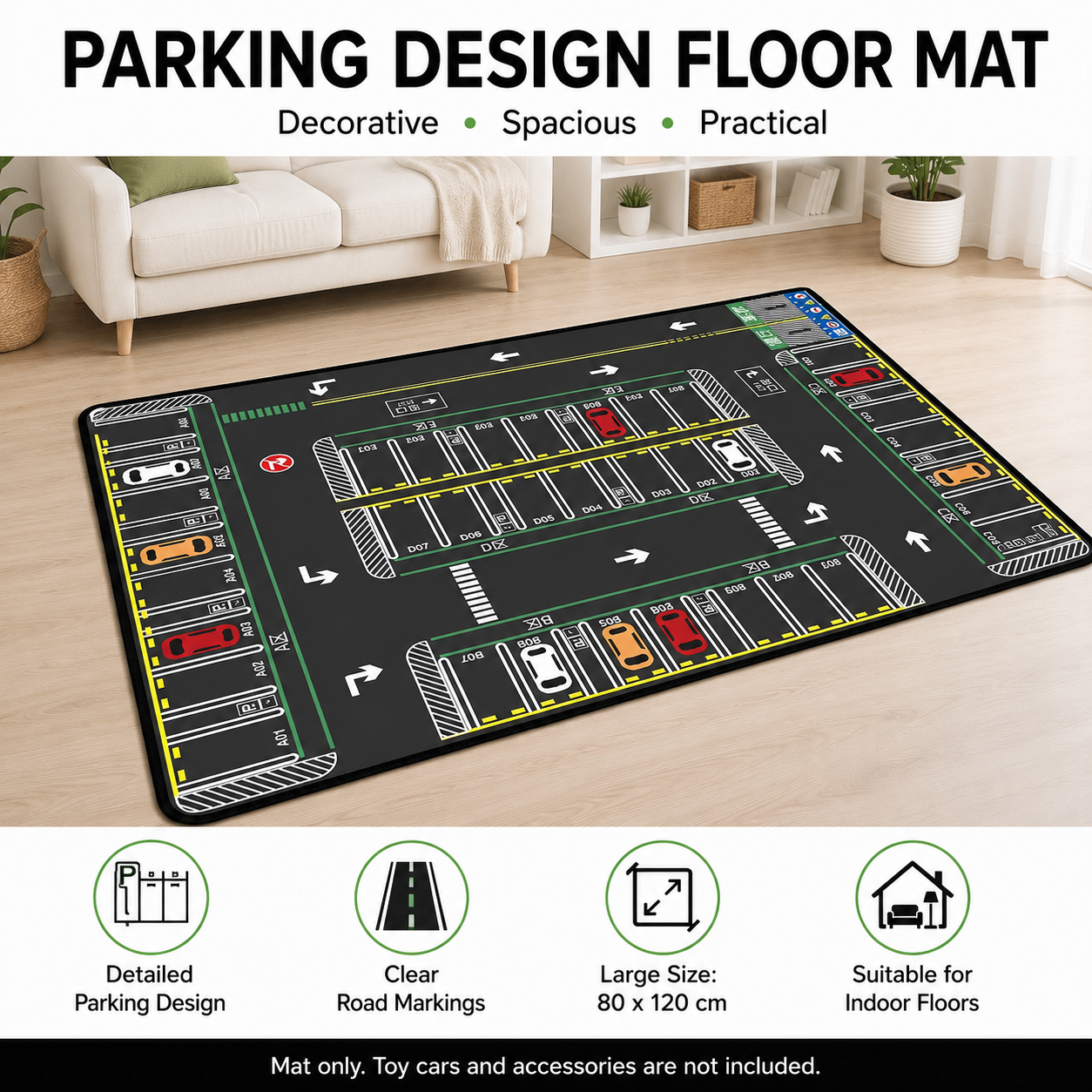 Lezoir Kids Play Mat 80x120 cm | Foldable Road Traffic Carpet for Kids | Play Mat for Boys & Girls | Soft Indoor Activity Floor Mat for Bedroom & Playroom (P1)