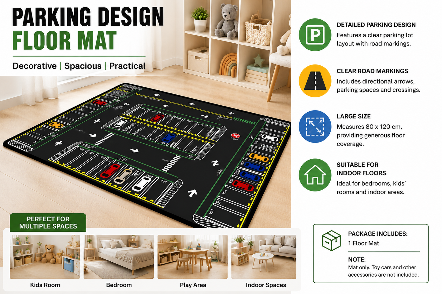 Lezoir Kids Play Mat 80x120 cm | Foldable Road Traffic Carpet for Kids | Play Mat for Boys & Girls | Soft Indoor Activity Floor Mat for Bedroom & Playroom (P1)