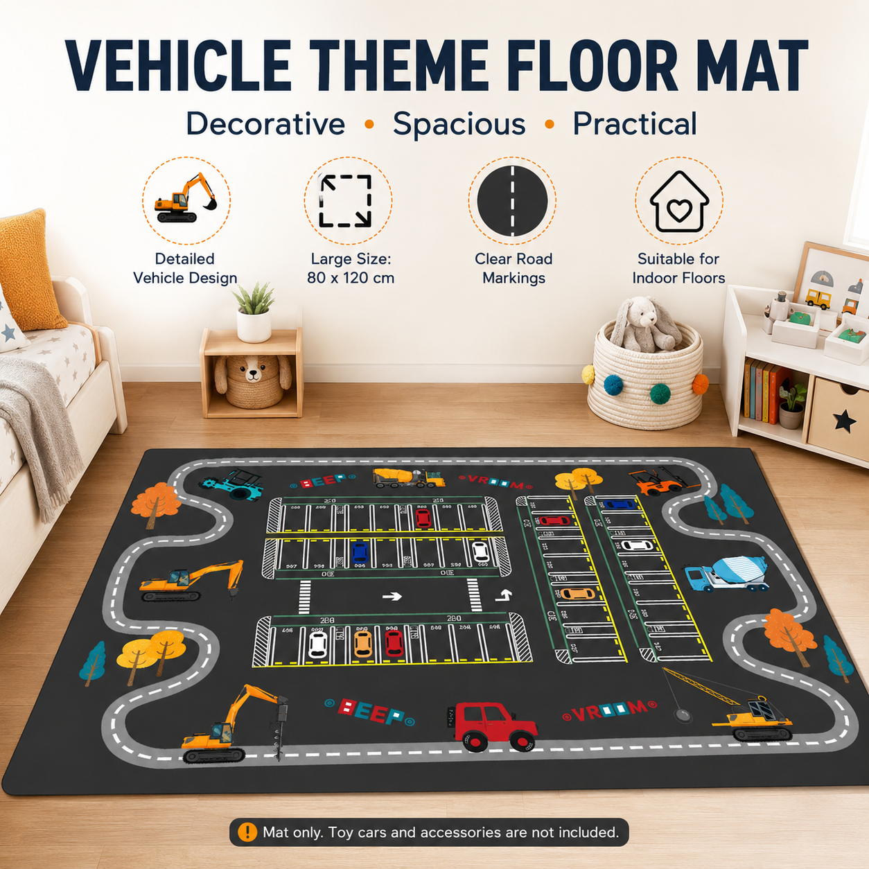 Lezoir Kids Play Mat 80x120 cm | Foldable Road Traffic Carpet for Kids | Play Mat for Boys & Girls | Soft Indoor Activity Floor Mat for Bedroom & Playroom (P2)