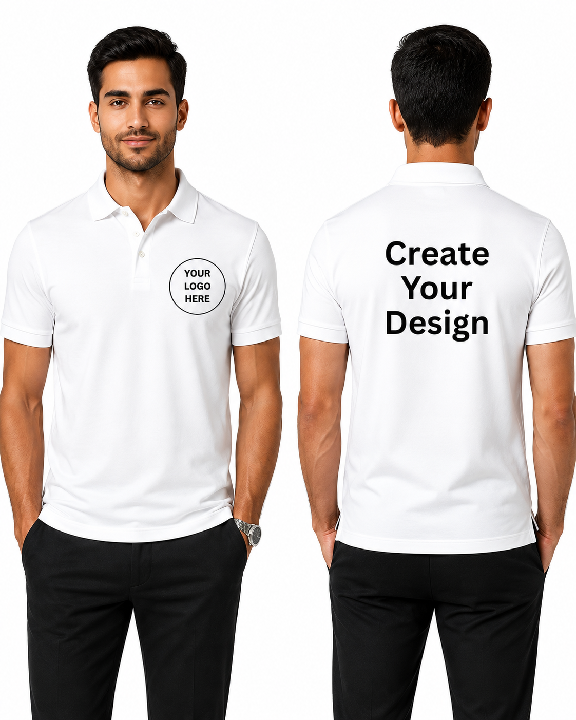 Custom Polo T-Shirt for Men – Personalized Photo, Text & Logo Polo White, Black, Olive , Navy blue, Maroon