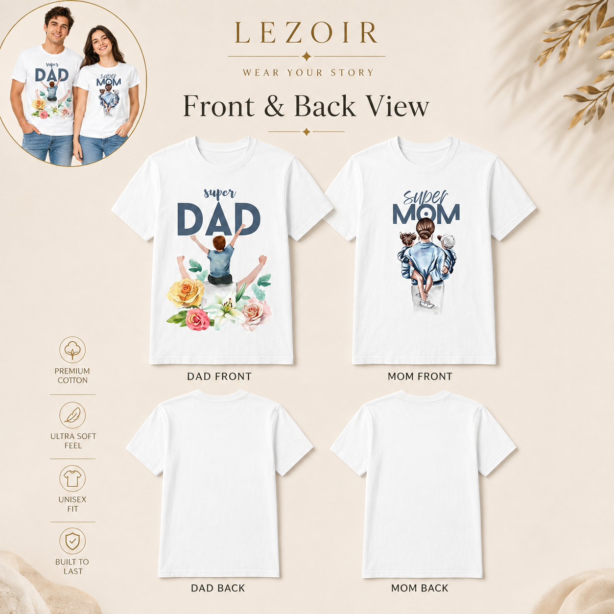 Super Dad & Super Mom Couple T-Shirts | Lezoir