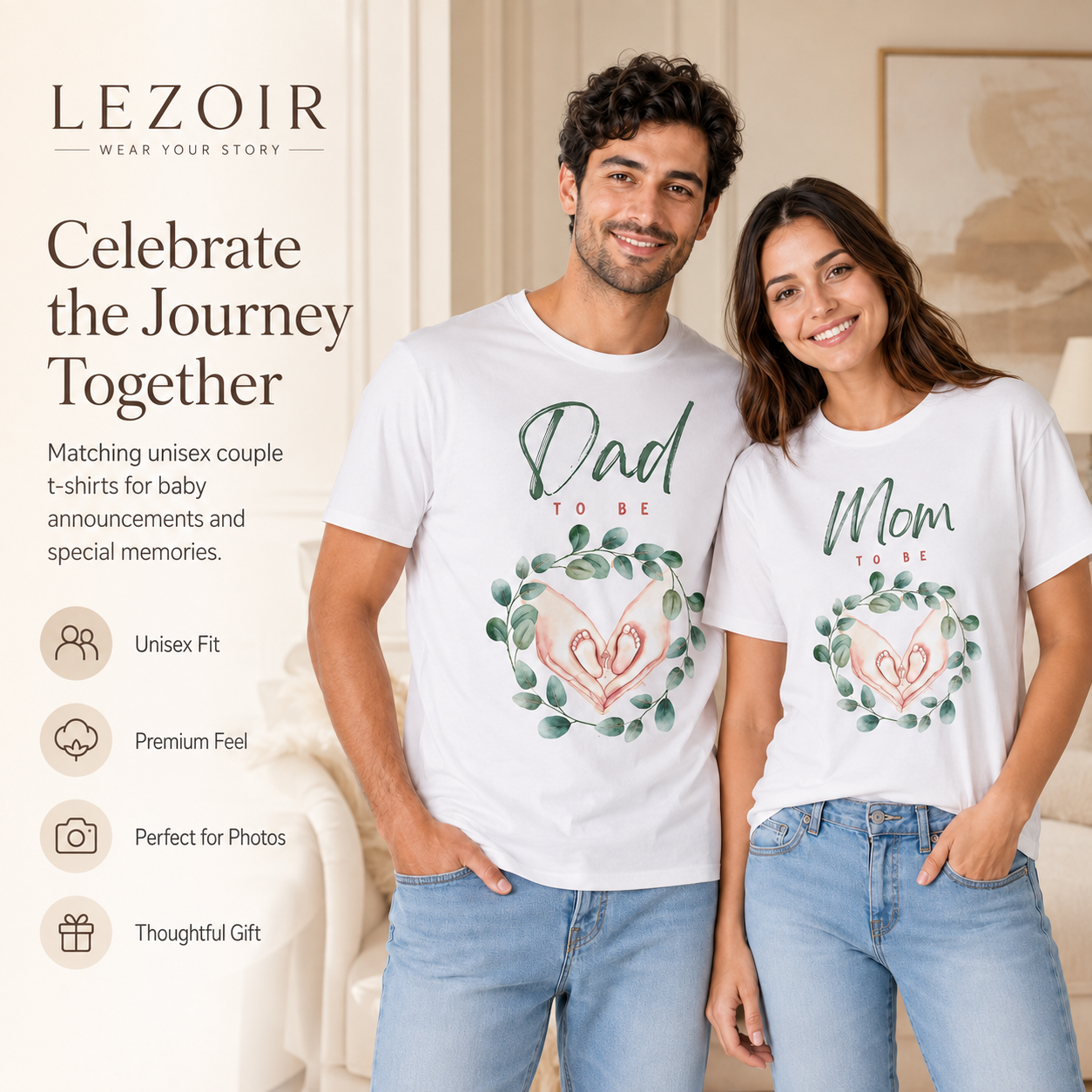 Dad To Be & Mom To Be Matching Couple T-Shirts | Lezoir