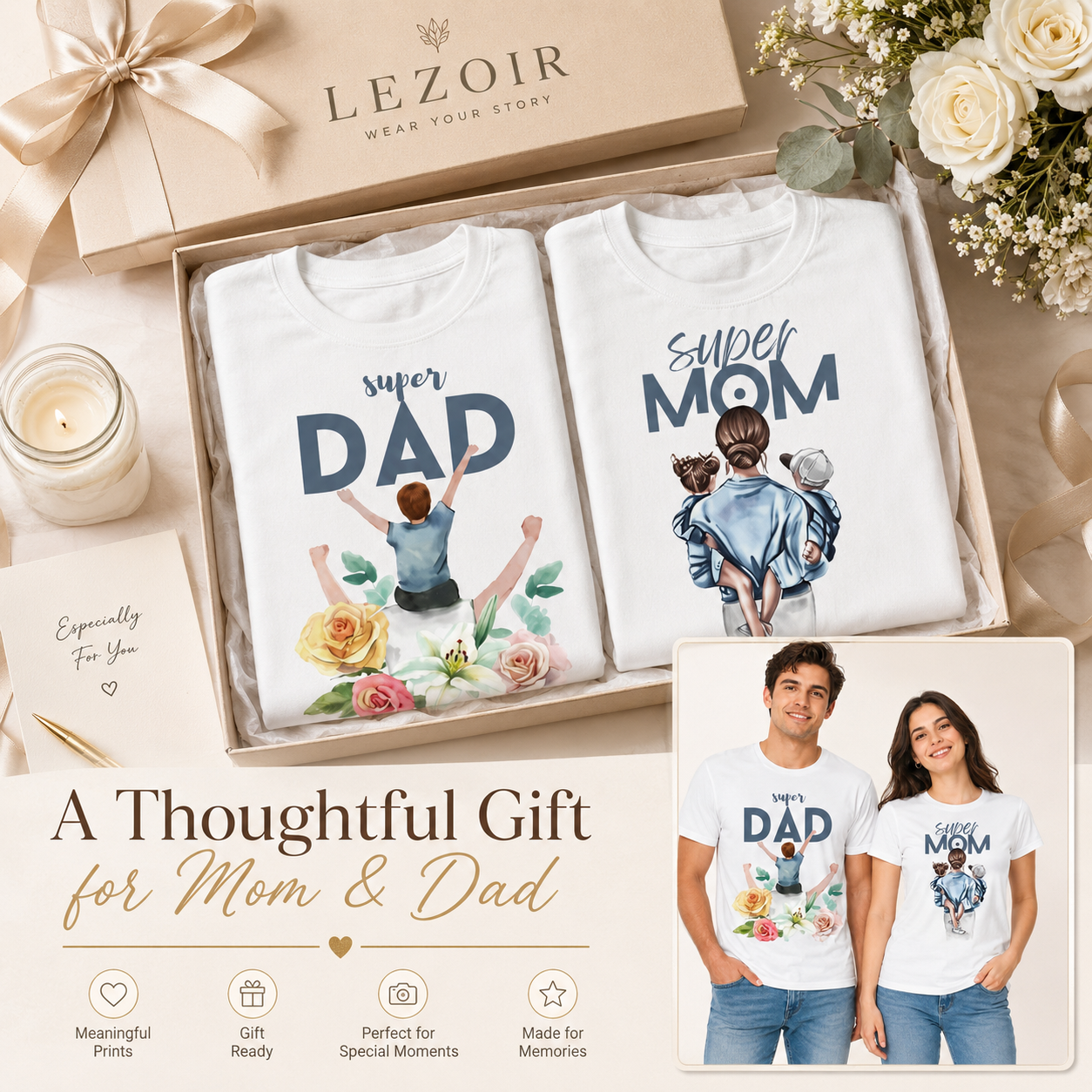 Super Dad & Super Mom Couple T-Shirts | Lezoir