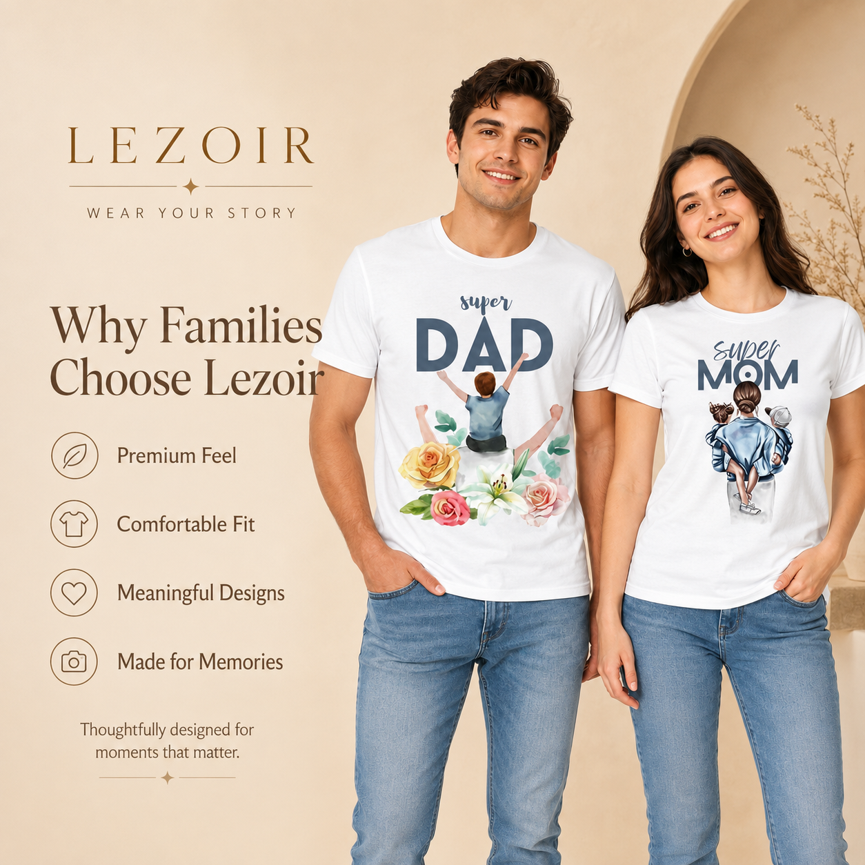 Super Dad & Super Mom Couple T-Shirts | Lezoir