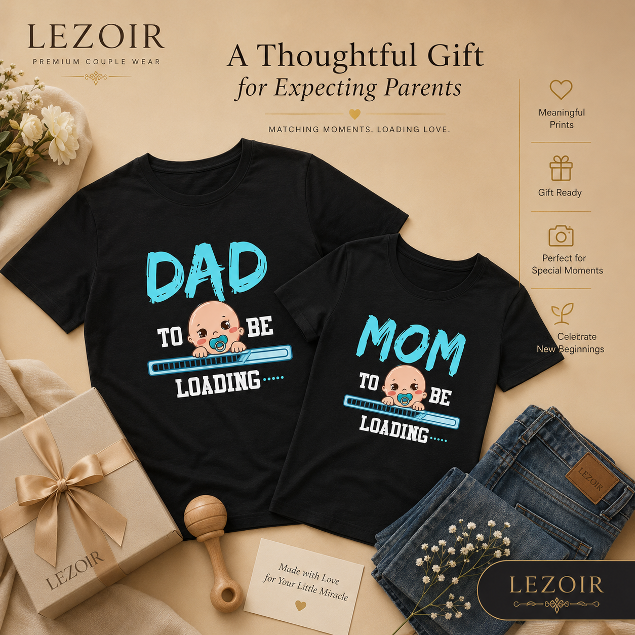 Dad To Be & Mom To Be Loading Couple T-Shirts