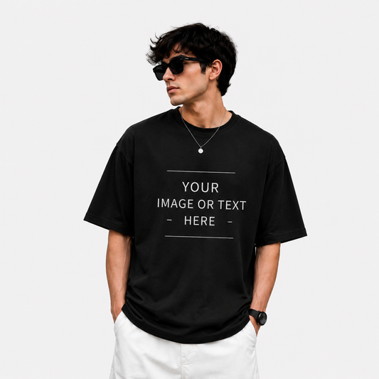 Custom Oversized Black T-Shirt | Upload Your Image, Logo or Text | Premium Unisex Streetwear | Lezoir