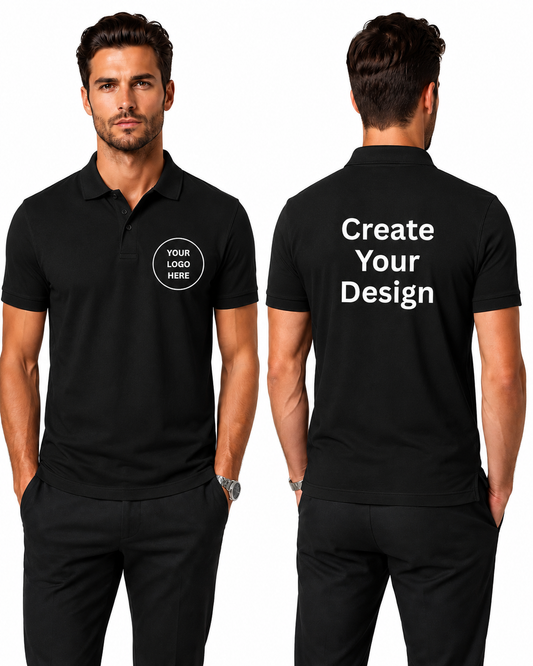 Custom Polo T-Shirt for Men – Personalized Photo, Text & Logo Polo White, Black, Olive , Navy blue, Maroon