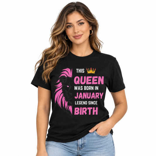 Birthday Queen T-Shirt for Women – January to December | Lezoir