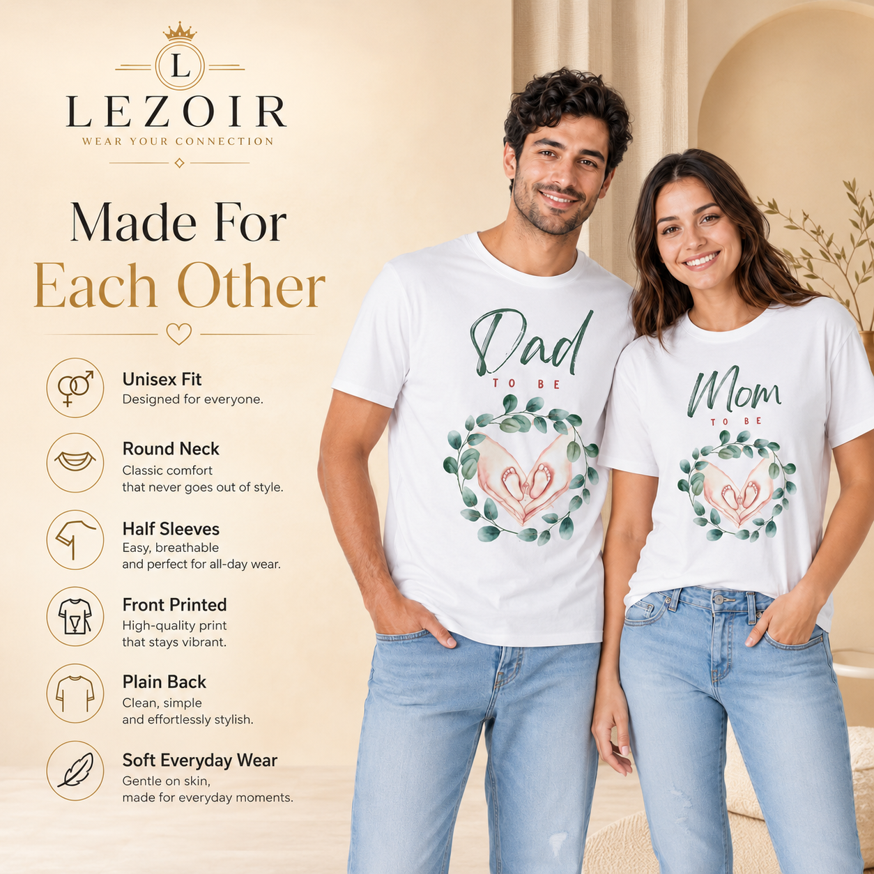 Dad To Be & Mom To Be Matching Couple T-Shirts | Lezoir