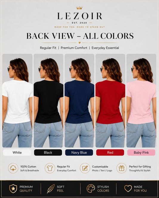 Women Custom T-Shirt | Personalized Photo, Text & Logo Print Tee | Cotton Regular Fit | Lezoir