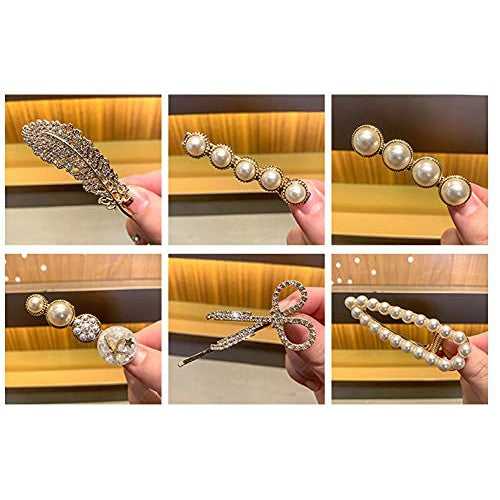 6 Piece Korean Style Pearl Barrettes Women's Set Hairpin