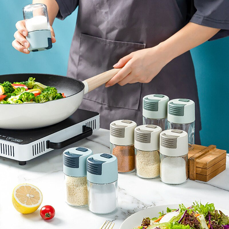 Seasoning Bottle, Moisture-Proof Salt, Spices & Suger Shakers with Press Button (1 PCS, Random Colour )