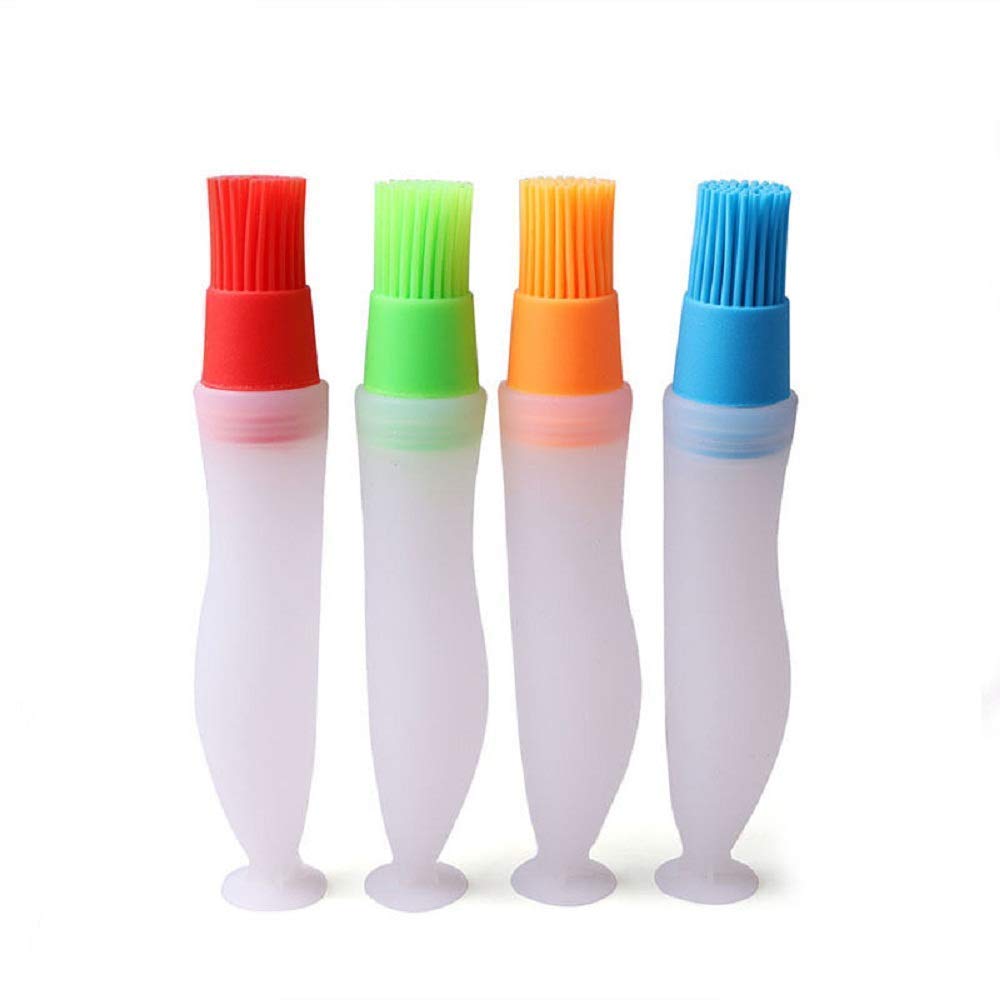 Set of 2 Silicone Oil Bottle Dispenser with Basting Brush