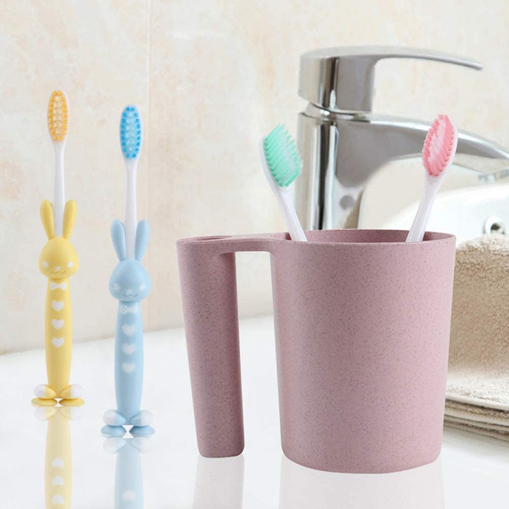 Kids Toothbrush Rubber Handle Toothbrush with Suction Cup 3 pcs (Random Color)