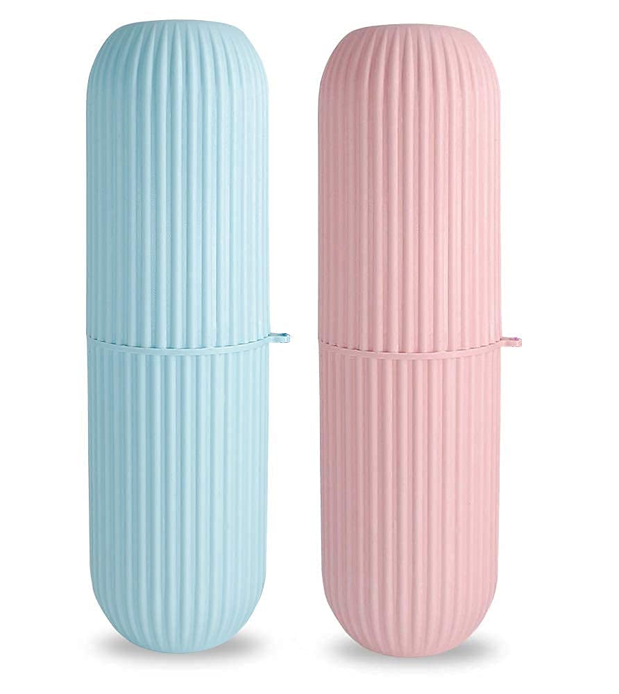 Set of 2 Portable Travel Toothbrush & Toothpaste Holder