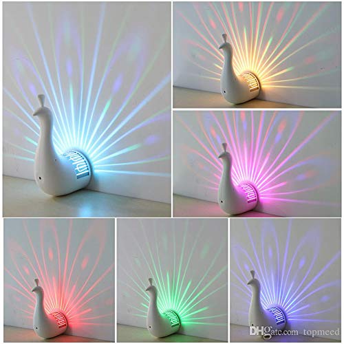 Beautiful 3D LED Peacock Projector Remote Control Night Lamp