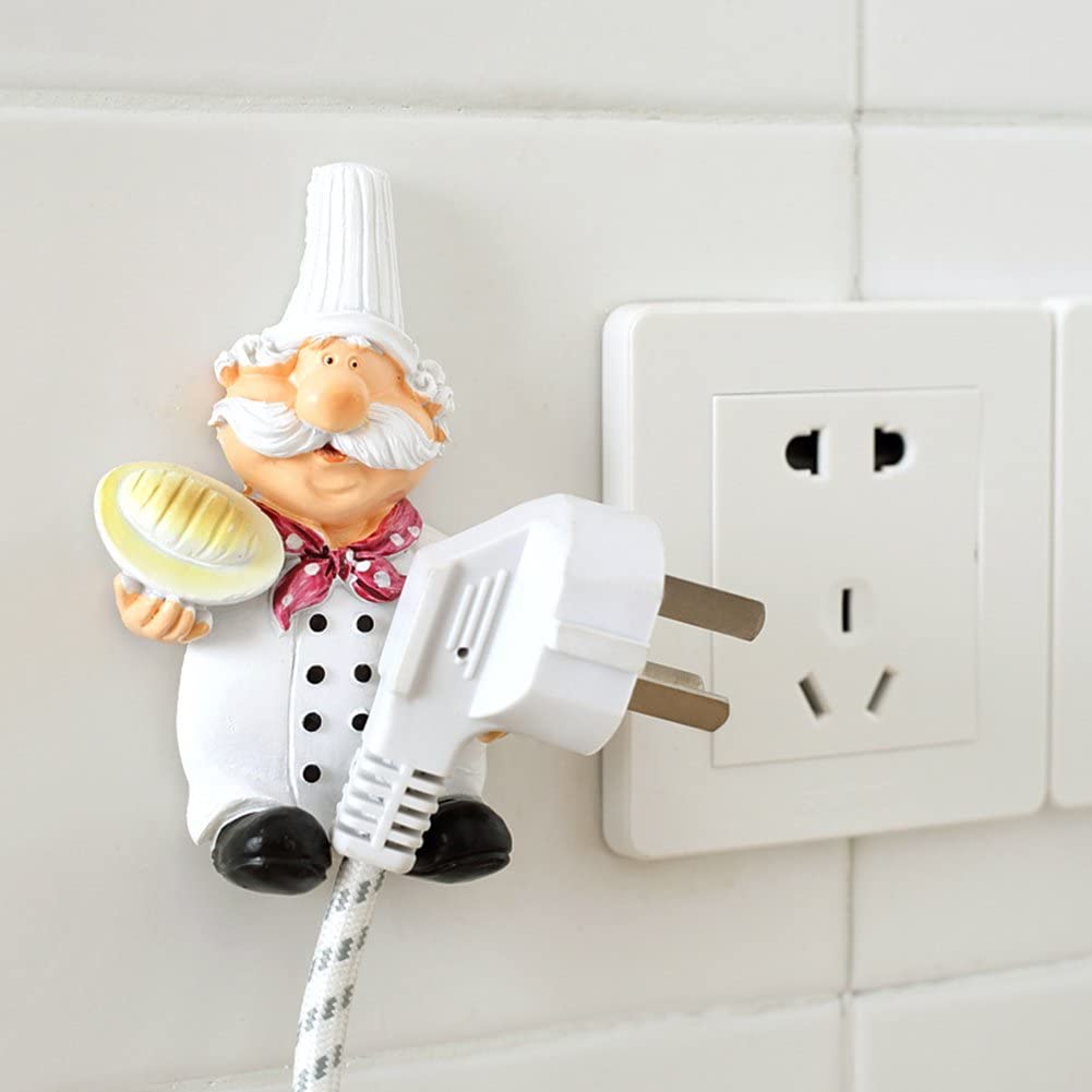 2Pc Cute Cook Chef Design Power Plug Socket Holder