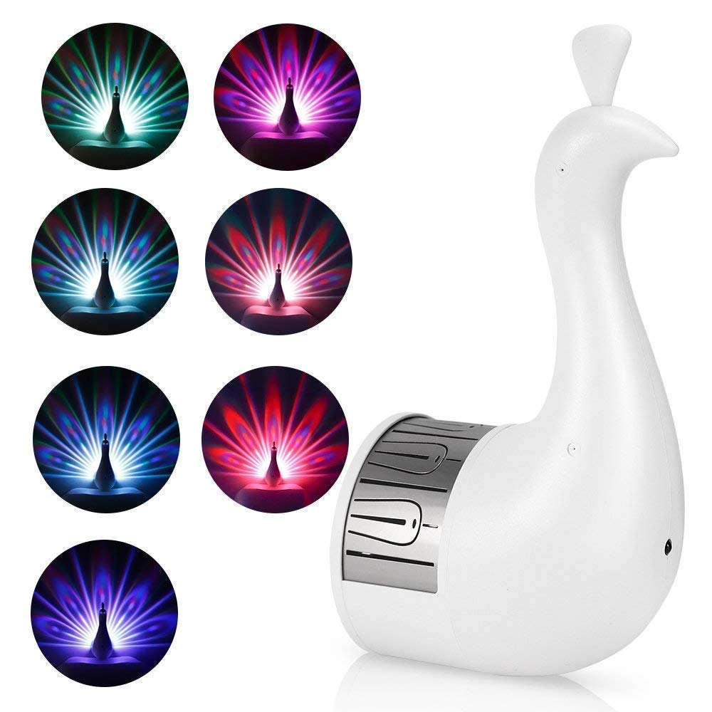 Beautiful 3D LED Peacock Projector Remote Control Night Lamp