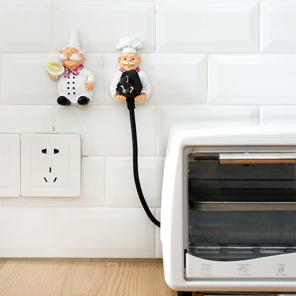 2Pc Cute Cook Chef Design Power Plug Socket Holder