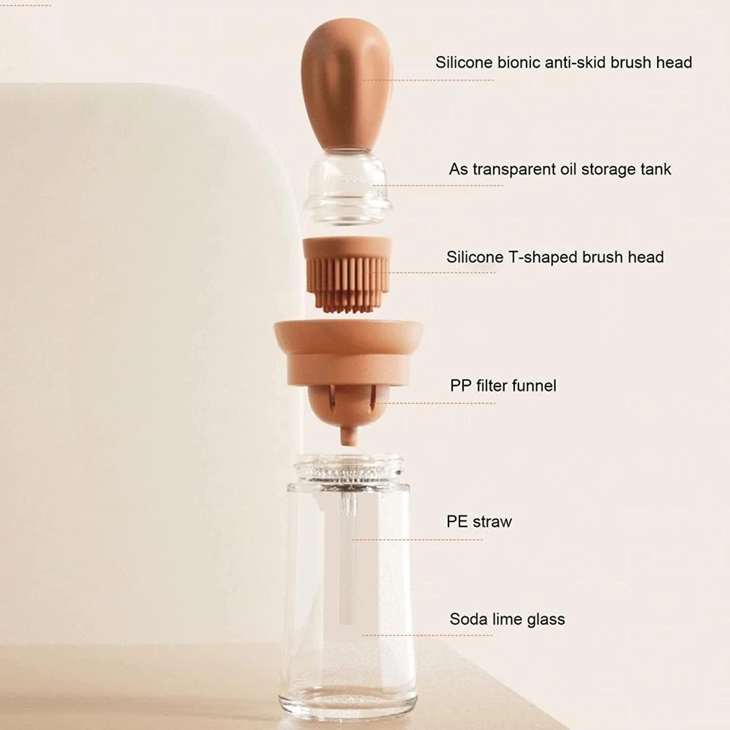 180ml Glass Oil Bottle with Silicone Brush Grill