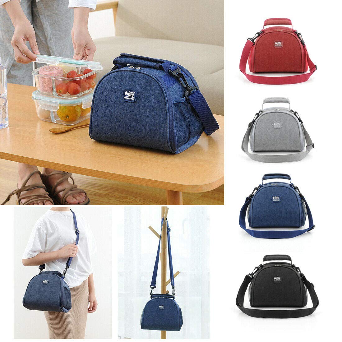 Insulated Canvas Box Tote Bag Thermal Cooler Food Picnic Bag