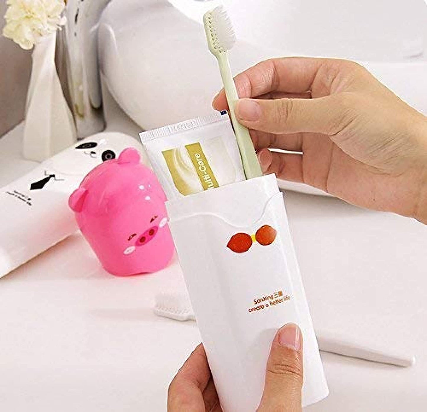 Set of 2 Travel Toothbrush Teddy Shape Holder