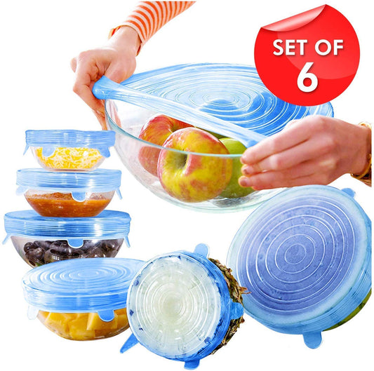 Set of 6 Pcs Silicone Stretch Lids