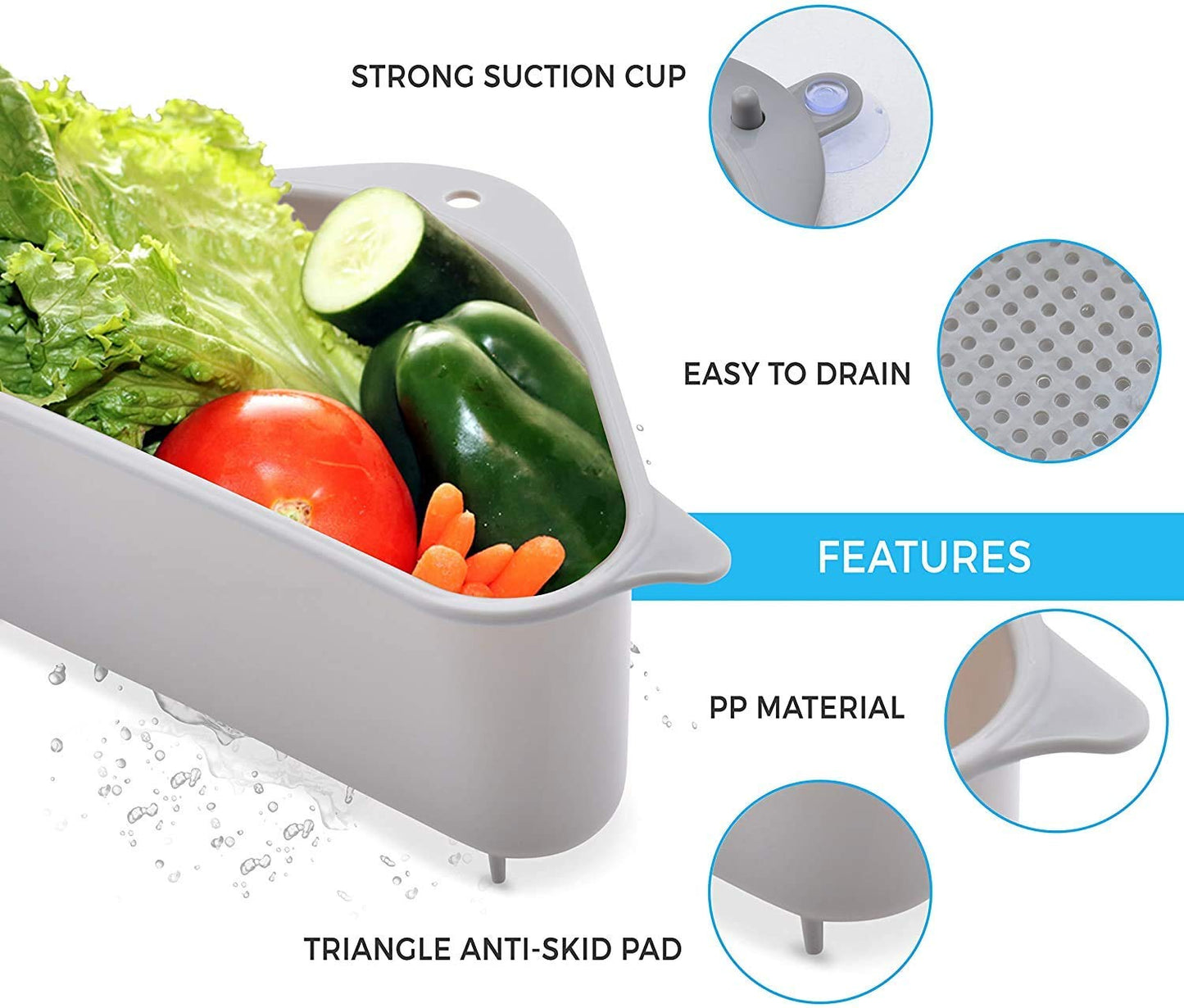 2 Pcs Kitchen Triangular Sink Strainer Baskets