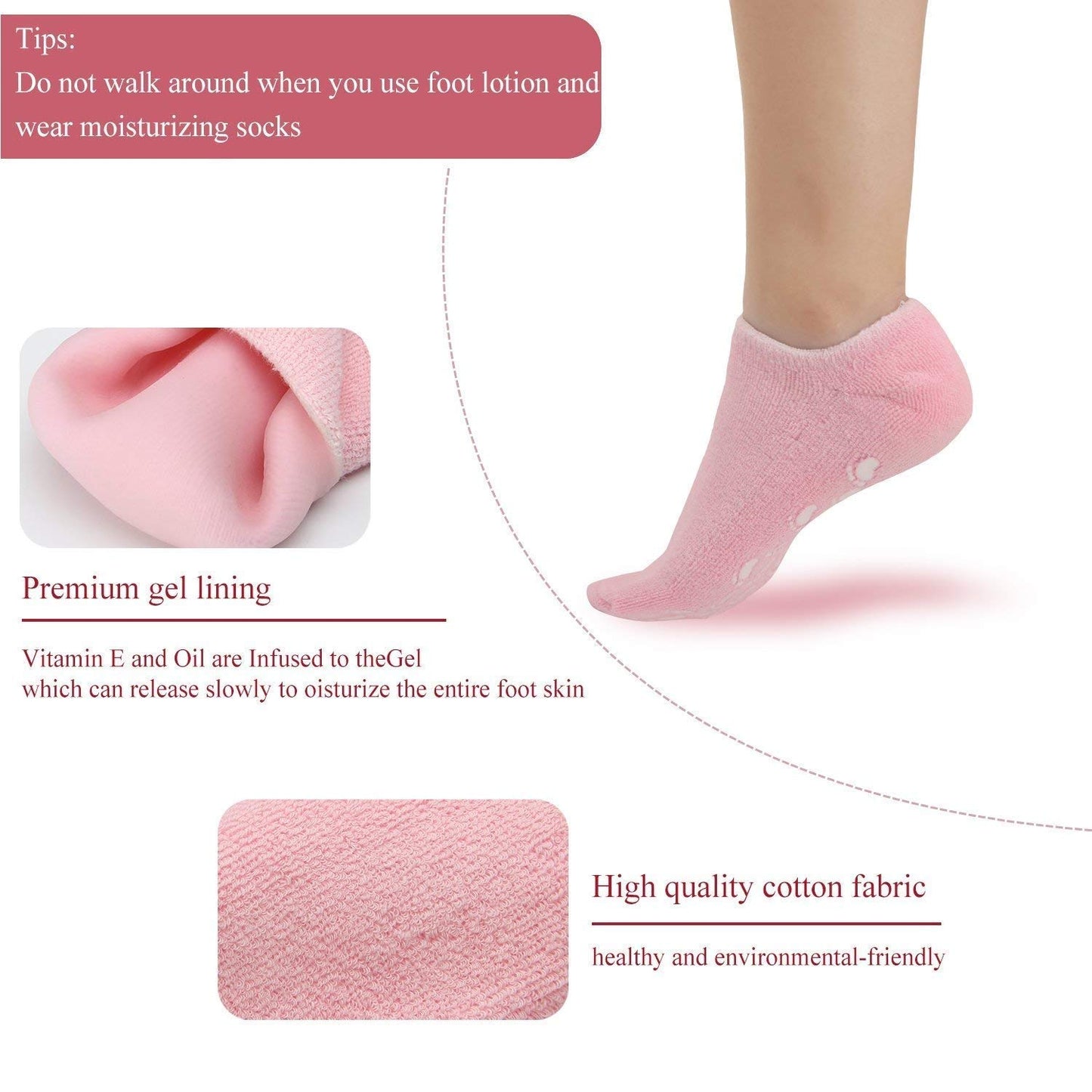 1 Pair Moisturizing Spa Gel Socks for Repair Dry Cracked Skins