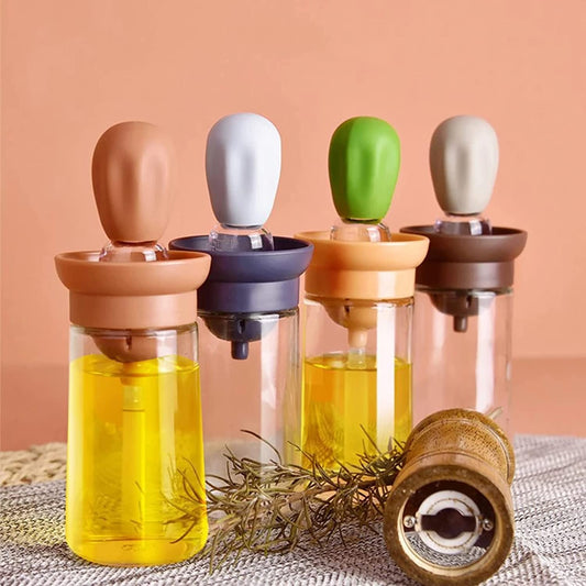 180ml Glass Oil Bottle with Silicone Brush Grill