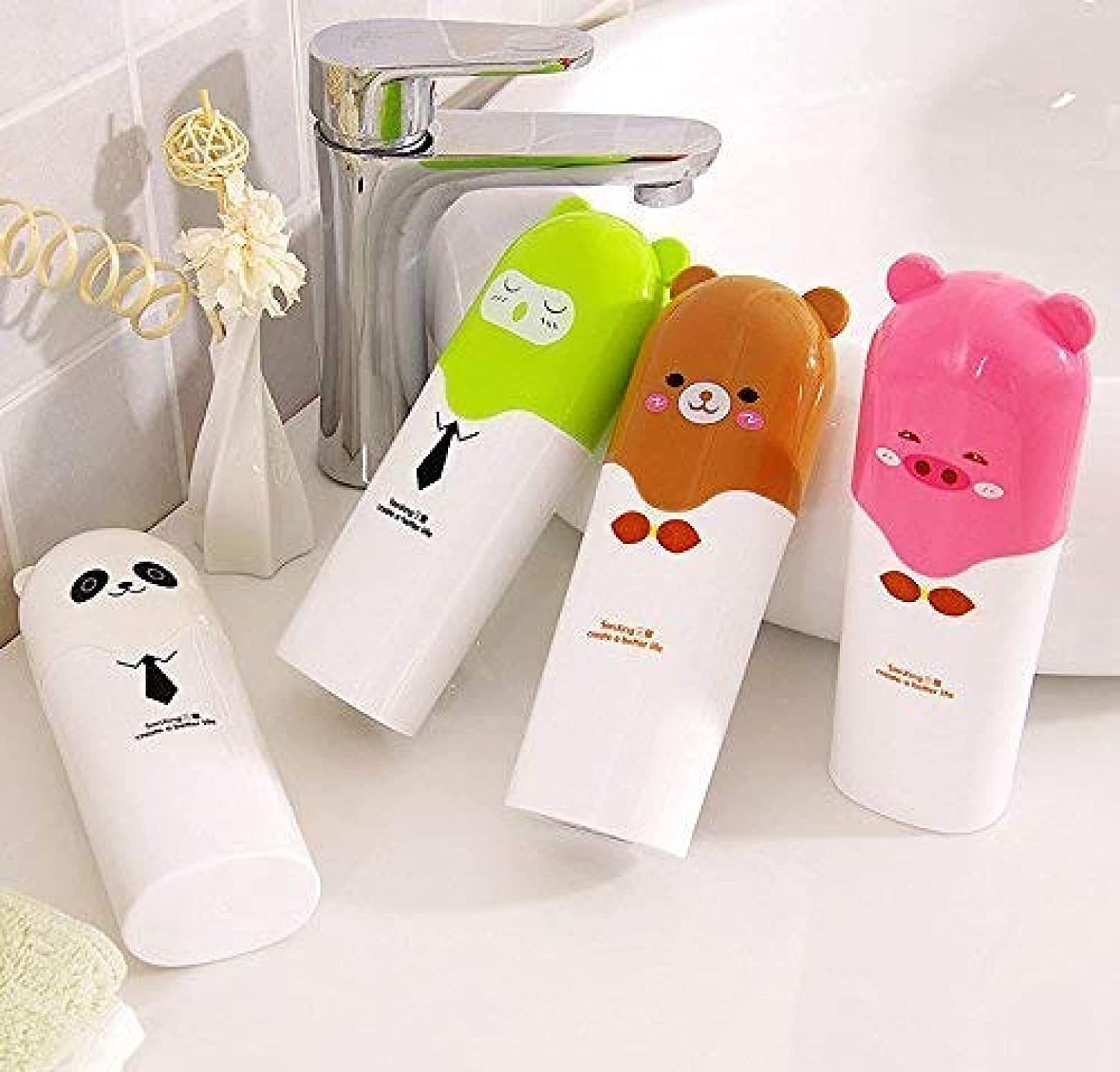 Set of 2 Travel Toothbrush Teddy Shape Holder