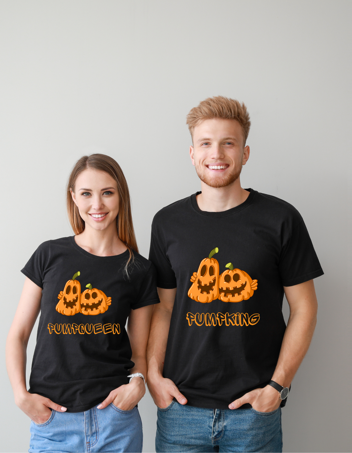 Pumpkin Couple Regular Fit Half-Sleeve T-Shirt