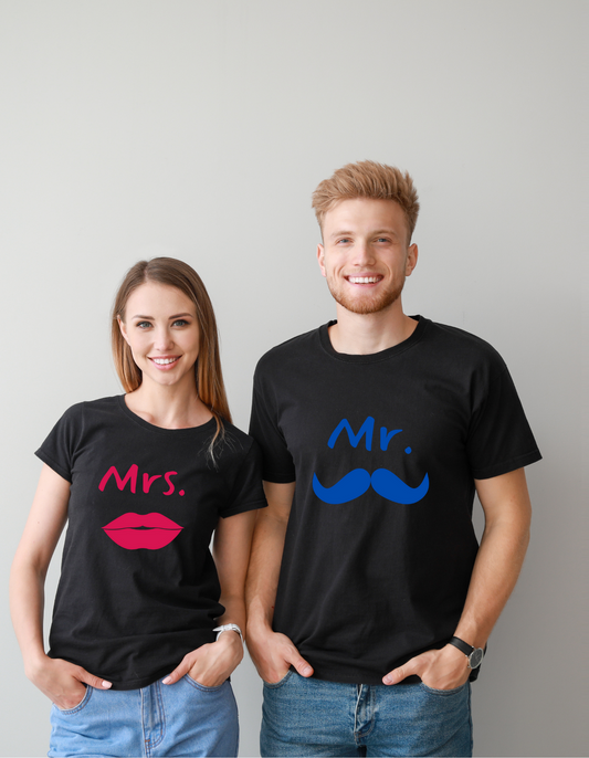 Mr & Mrs  Couple Regular Fit Half-Sleeve T-Shirt