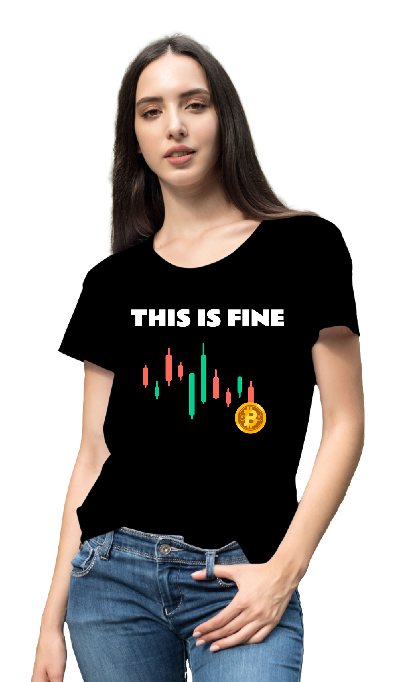 Bitcoin Dip Half Sleeve T-shirt for Women