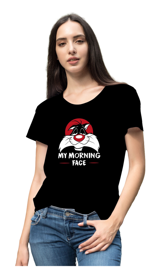 Morning Face Half Sleeve T-shirt for Women