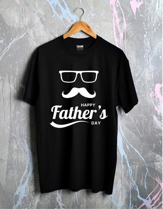 Fathers day Printed Cotton Black Unisex T-Shirt