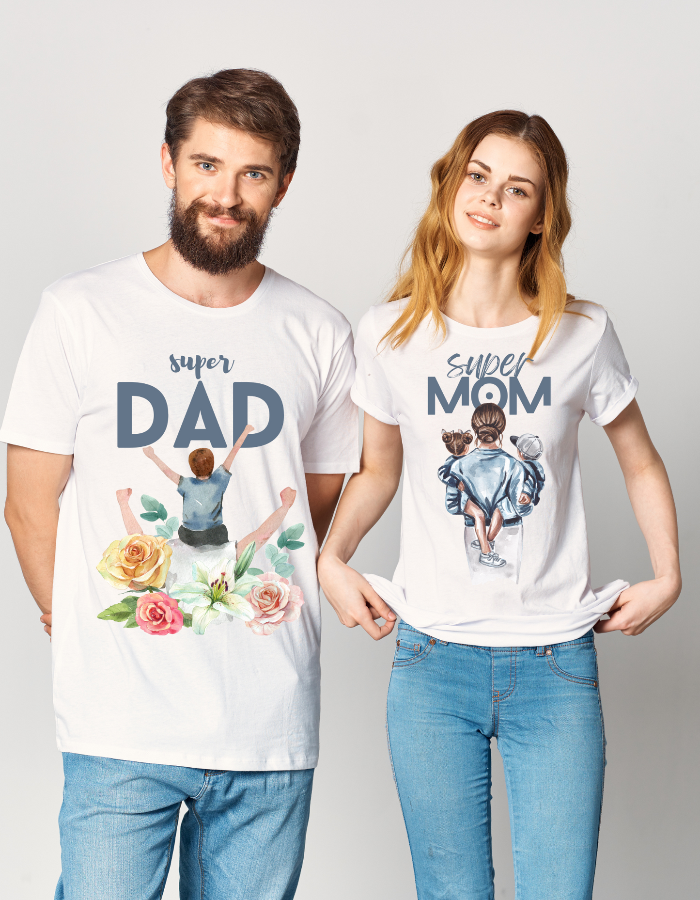 Mom & Dad 7 Couple Regular Fit Half-Sleeve T-Shirt